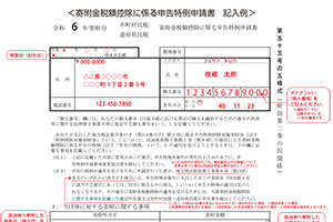 寄附金税額控除に係る申告特例申請書